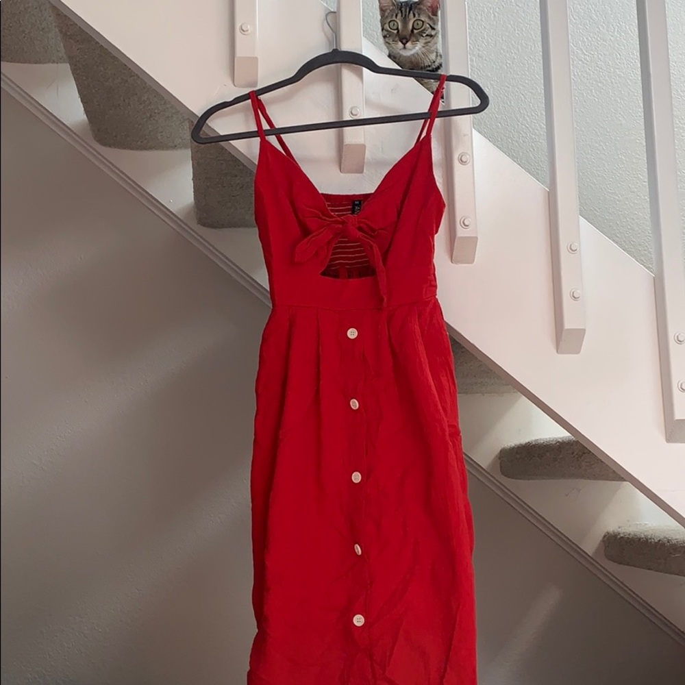 Hot red dress with peekaboo cut out